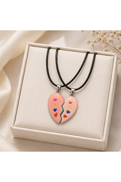 nss sky rock Couple Black and White Heart Colorful Heart Pendant Set Leather ...