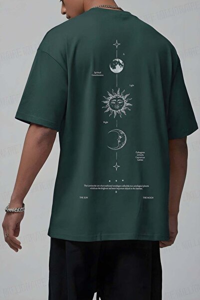 VACHT Ανδρικό φαρδύ μπλουζάκι με λαιμόκοψη Crew Neck The Moon Petrol Green
