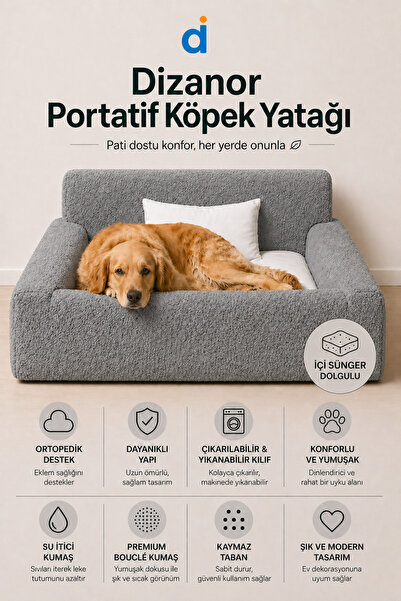 Dizanor SoftNest 3in1 Modüler Köpek Yatağı– Ortası Bombeli, Sünger Dolgulu, A...