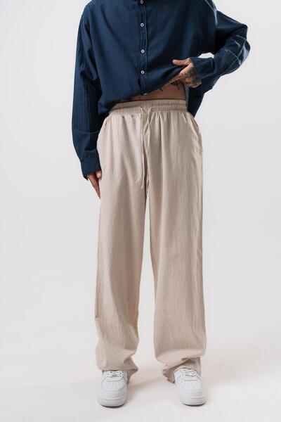 Respire Ανδρικό υφασμάτινο παντελόνι μουσελίνας σε μπεζ χρώμα