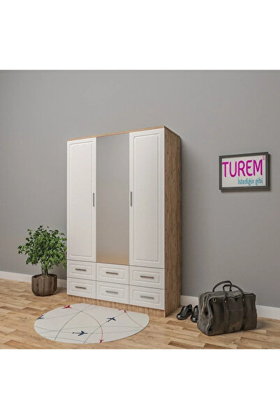 marangozhaneden 3 Kapılı 6 Çekmeceli Gardrop Membran Kapak Mdf