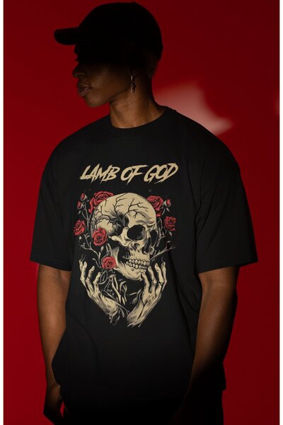 SEVBANO Μπλουζάκι Unisex Oversize με στάμπα μπροστά της μουσικής μπάντας Lamb...