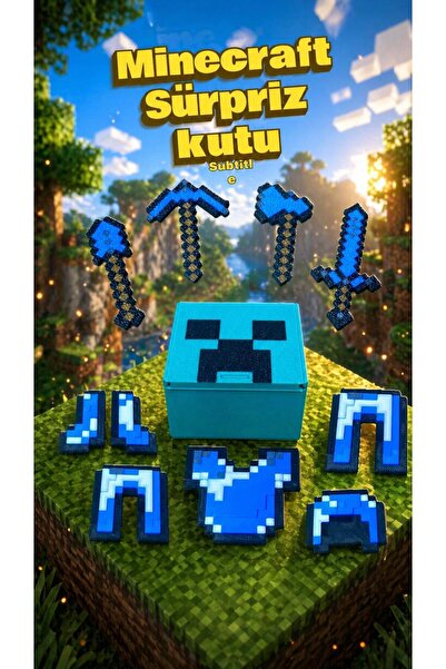 Storm3D Minecraft Creeper Kutu /Zırh Ve Aletler Elmas Set