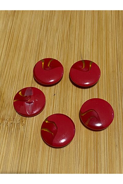 Lorin hobi Polyester Button with Wave from the Bottom 20 mm 5 Pcs Red