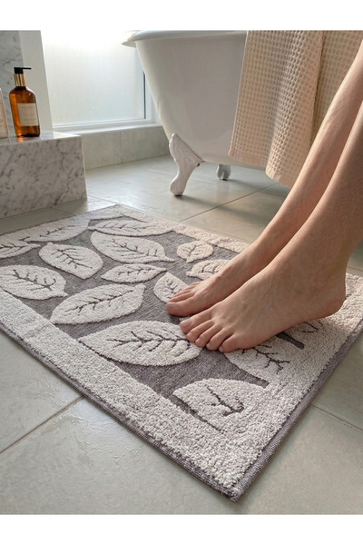 Nilyso Home Yaprak Desen 2’li Ayak Havlusu, %100 Pamuk Yumuşak Dokulu Kalın v...