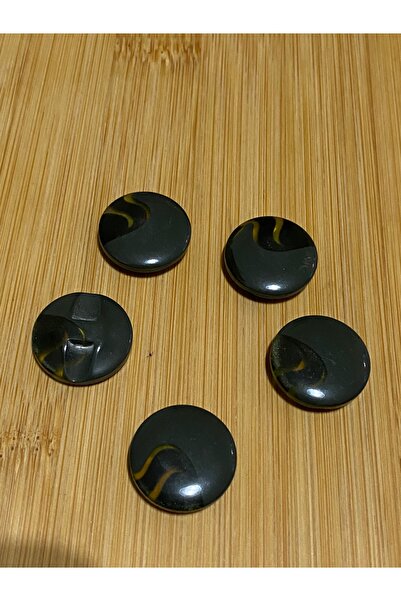 Lorin hobi Polyester Button with Wave from the Bottom 17 mm 6 Pieces Haki