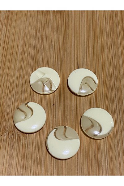 Lorin hobi Button with a Wave from the Bottom Polyester 15 mm 10 Pcs Dark Cream