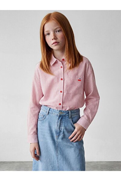 LC Waikiki LCW Kids Çizgili Uzun Kollu Poplin Kız Çocuk Gömlek