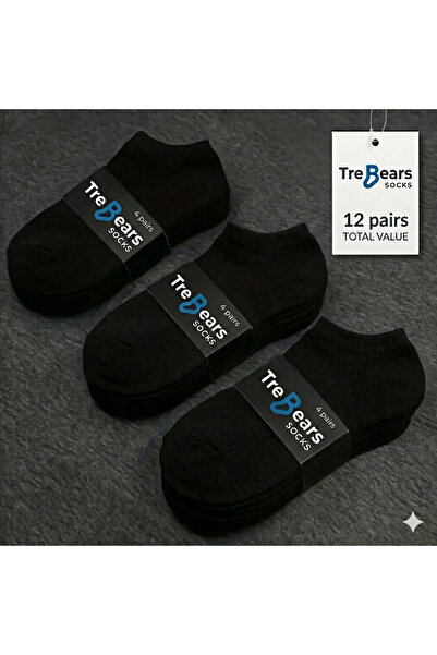 TreBears 12 Çift Unisex Pamuklu Patik Çorap Seti - Siyah, Gri, Beyaz Karışık ...