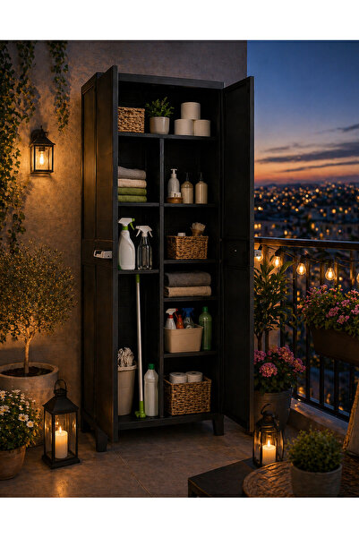 CSB STORE 2 Kapılı 3 Raflı Plastik Dolap Siyah | Çok Amaçlı Balkon, Banyo ve ...