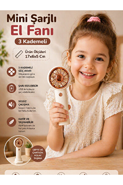 moryconcept Mini Şarjlı El Fanı 3 Kademeli Ayarlanabilir Taşınabilir Soğutucu...