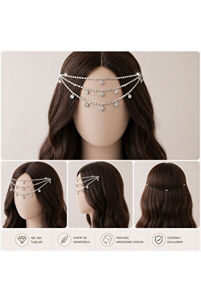 skycott Αξεσουάρ μαλλιών με κρυστάλλινες πέτρες - κοσμήματα μαλλιών με αλυσίδ...