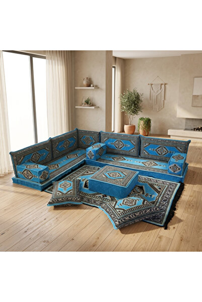 FEYZA DECOR HOME Saraylı Desenli Modern Yer Sofrası Ve Balkon Minder Takımı -...
