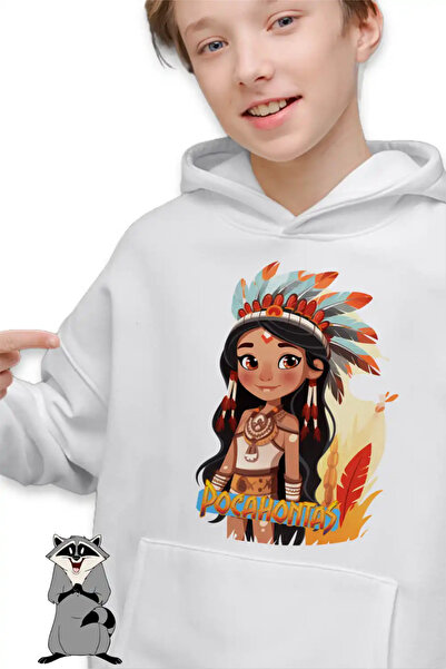 OEM Παιδικό Φούτερ με Κουκούλα Αιχμελής Αμερικανίδα Ποκαχόντας για Αγόρια