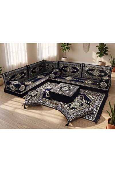FEYZA DECOR HOME Saraylı Desenli Modern Yer Sofrası Ve Balkon Minder Takımı -...