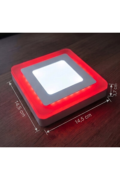 CNL Kare Sıva Üstü Led Spot Armatür 9 WATT Çift Renk Üç Kademe Kırmızı Beyaz