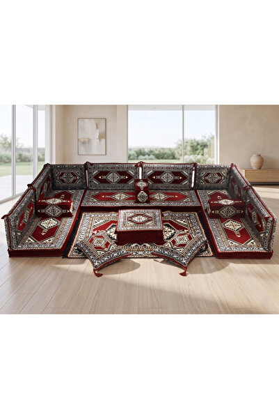 FEYZA DECOR HOME Saraylı Şark Köşesi 18 Parça Minder Takımı – 10 cm Kalınlık ...