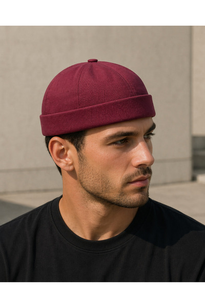 Zeramine 2024 Burgundy Unisex Docker Beanie Beret Hat Brown Street Fashion