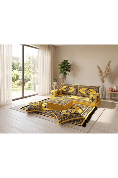 FEYZA DECOR HOME Saraylı Serisi 9 Parça Şark Köşesi Takımı - 10 cm Kalın Süng...