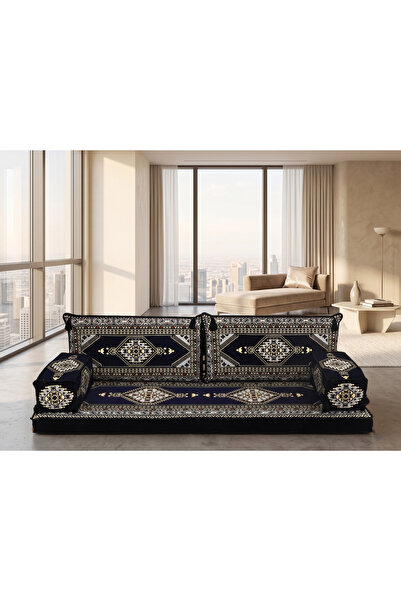 FEYZA DECOR HOME Saraylı Desenli Modern Şark Köşesi Takımı - 10 cm Kalın Süng...