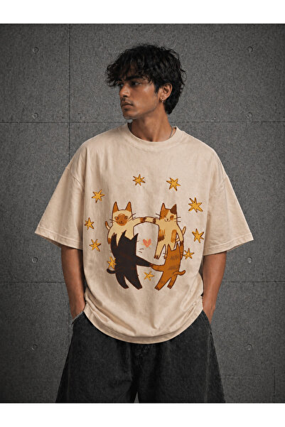 Nulivez Cat Printed Oversize Unisex T-Shirt Cute Cat Streetwear Design