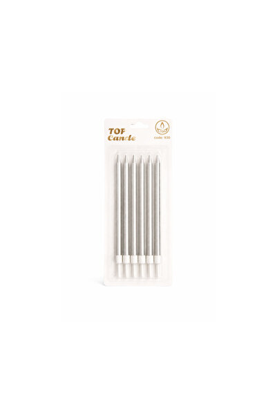 Vipfoni Metallic Birthday Candle Set 15cm 6 Pieces Silver