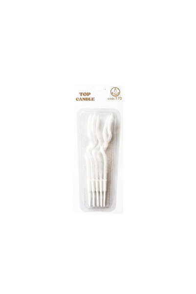 Vipfoni Glittery Curled Candle Set 12cm 5Pcs White