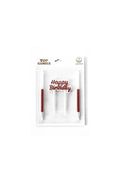Vipfoni Glitter Happy Birthday Candle Set 3-Piece Red