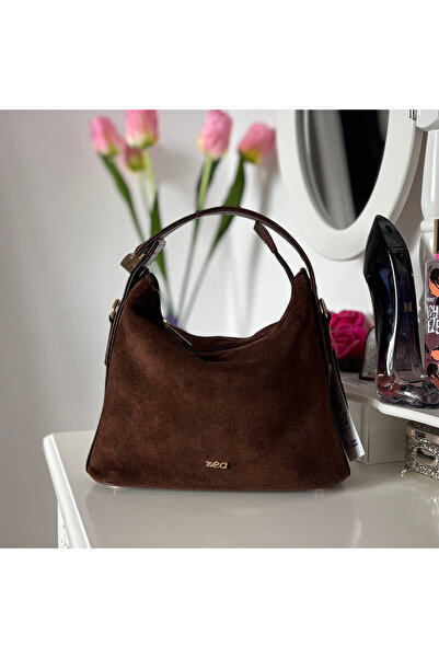 Zea Geantă crossbody din piele întoarsă maro