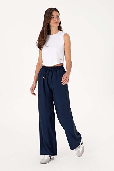 U.S. Polo Assn. Γυναικείο παντελόνι από καμβά σε σκούρο μπλε, χαλαρή εφαρμογή