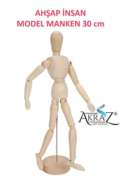 Akraz Art Design Ahşap Model Manken 30 Cm Eskiz Mankeni Modelling Ahşap insan...