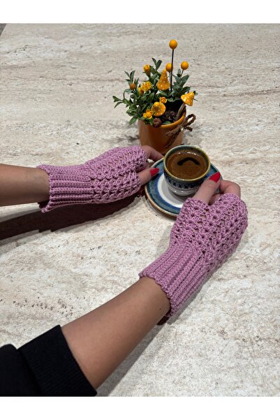 örgü قفازات مصنوعة يدويًا بدون أصابع/ تصميم أنيق مخرم/ قفازات نسائية شتوية