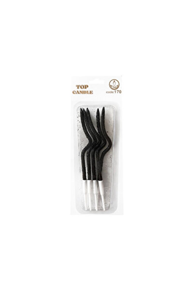 Vipfoni Glittery Curled Candle Set 12cm 5Pcs Black