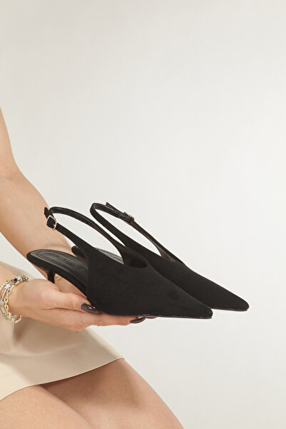 PAYZİN Piele intoarsa neagra, cu varf ascutit, deschis la spate, toc subtire ...