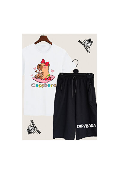 MarkaTurko Cool Bear Girl Special Design Printed T-Shirt-Shorts Combination