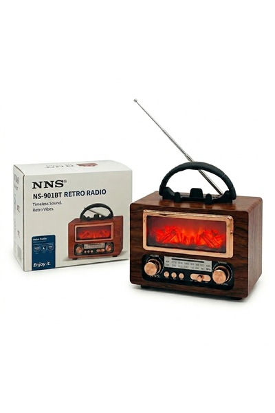 Serreha NS-901BT Şömine Görünümlü Nostaljik Retro Radyo - Bluetooth & USB Des...