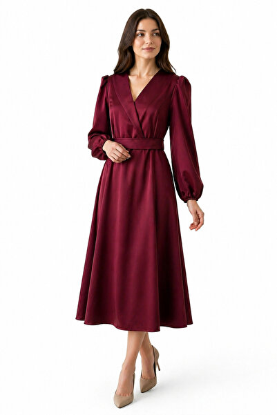 PERADO Σατέν μάξι φόρεμα με φουσκωτή φούστα και ζώνη, βραδινό φόρεμα