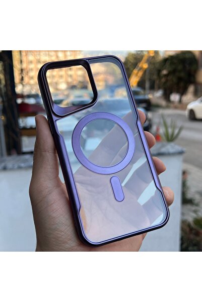 EDELFU iPhone 14 PRO MAX uyumlu - Magsafe Mıknatıslı Şeffaf Kapak Yumuşak Kor...