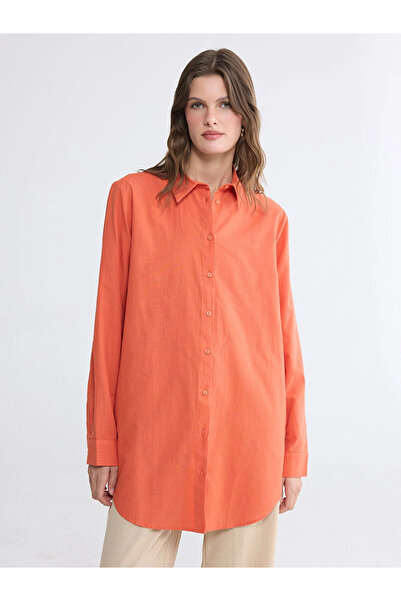 LC Waikiki Γυναικείο πουκάμισο-τουνίκ LCW EVERYDAY σε πορτοκαλί χρώμα και καν...