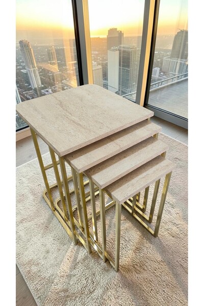 metallion HELEN SERİSİ LAK PANEL 1.SINIF MDF TABLA 1.SINIF METAL AYAKLI 4'LÜ ...