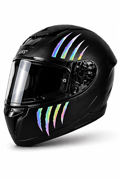 Etiket Dünyası Reflektif Kask Sticker Seti Tırmık İzi – Gece Parlayan Motor K...