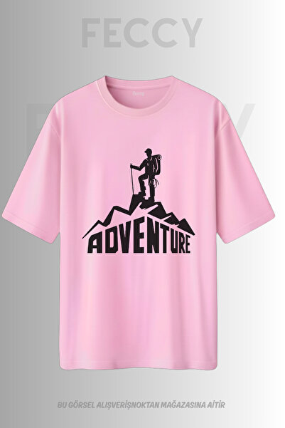 FECCY Tricou unisex supradimensionat cu imprimeu Hunter Adventure, pentru fem...