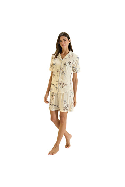 Over Sleep by Poleren Over Sleep 3381 Kadın Yazlık Süprem Şort Pijama Takım (...