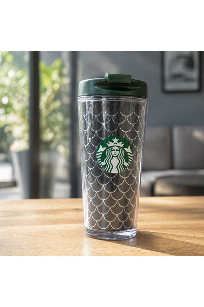 Starbucks Balık Pulu Desenli Sert Plastik Termos