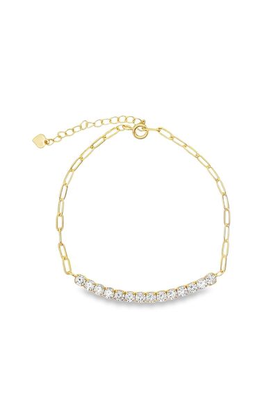 Bijuteria SORELLY Ασημένιο βραχιόλι τένις τύπου paperclip επιχρυσωμένο 14 καρ...