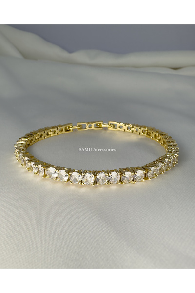 Samu Accessories Steel Bracelet with Zircon Stones and Beads - Golden Alterna...