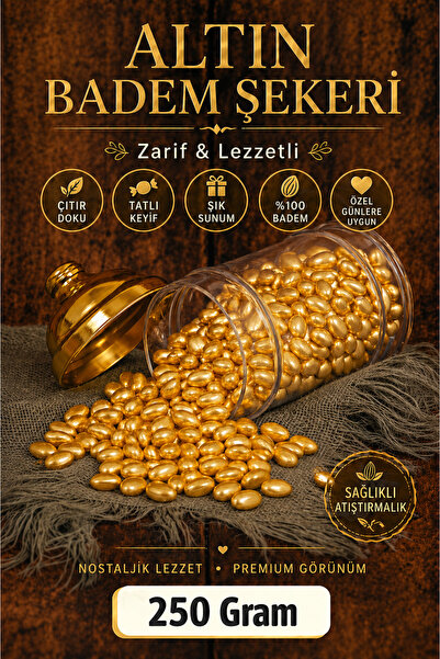 ÜLKÜ KURUYEMİŞ (250 GR) 1. Sınıf Lüks Premium Kalite Gold Altın Bademli Draje...