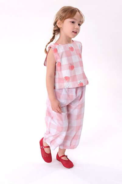TINY BEAR Peach Patterned Vest and Trousers Set