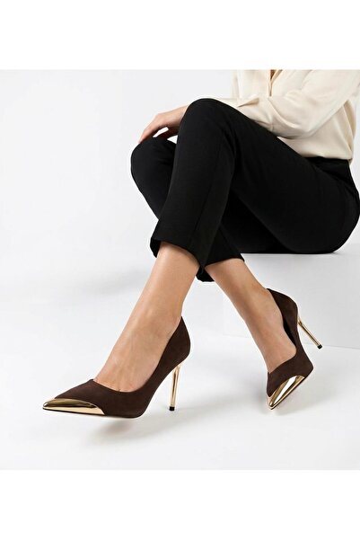 FRESCO SCARFS Παπούτσια σατέν στιλέτο σε καφέ απόχρωση Alis