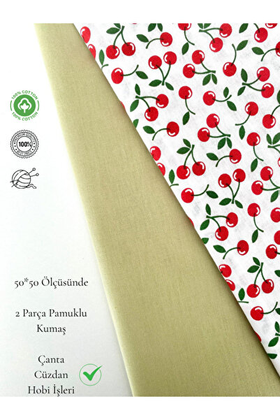 seyranat 2 komada pamučne tkanine širine 50 cm sa pastelno zelenim i crvenim ...